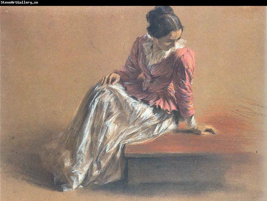 Adolph von Menzel Costume Study of a Seated Woman: The Artist's Sister Emilie